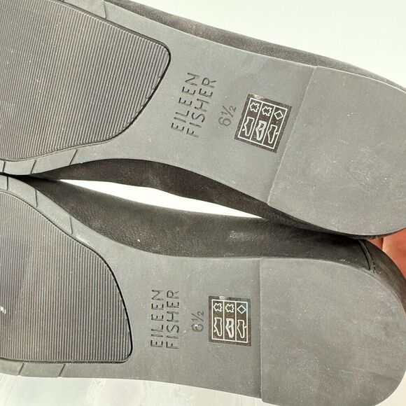 Eileen Fisher Womens Una Hidden Wedge Ballet Flats Sz 6.5 Black Suede Round Toe - Picture 12 of 15